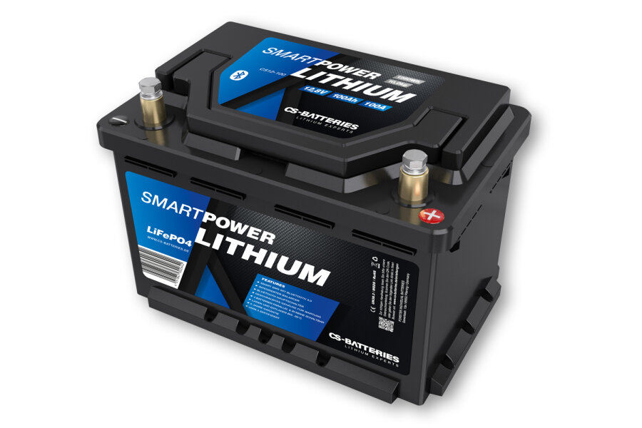 100Ah | 12,8V | 1280Wh | SMART POWER Lithium LiFePO4 Batterie mit Bluetooth 5.0 | integriertem 100A-200A BMS