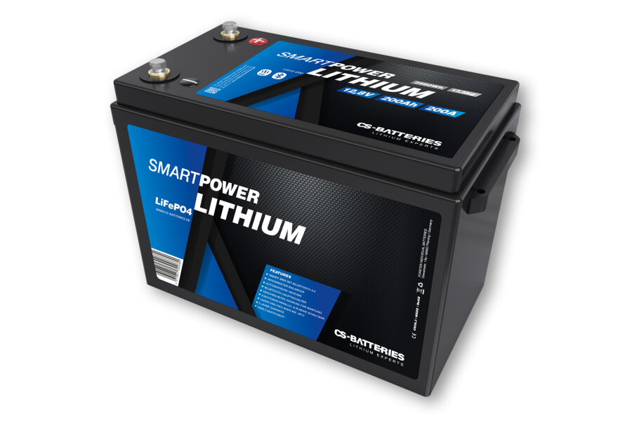 200Ah | 12,8V | 2560Wh | SMART POWER Lithium LiFePO4 Batterie mit Bluetooth 5.0 | integriertem 200A-400A BMS | Heizung