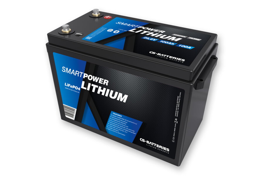 100Ah | 25,6V | 2560Wh | SMART POWER Lithium LiFePO4 Batterie mit Bluetooth 5.0 | integriertem 100A-200A BMS | Heizung